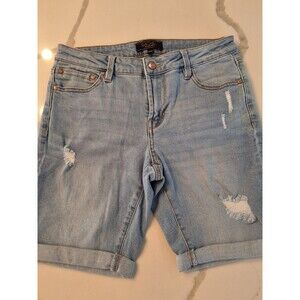 Rachel Roy Women's Distressed Light Wash Denim Bermuda Shorts Size 4/27